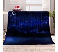 GSKOQD Throw Blanket 3D Blue Starry Night Scene Pattern Soft Fluffy Flannel Fleece Blanket, Warm Thick Velvet Plush Couch Sofa Throw, Cozy Winter Single Bed Blankets For Kids 80X150Cm