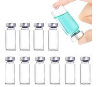 GSKQCRPR 20 Pcs 3ml Sealed Sample Vials, Clear Bottom Headspace Vial, Transparent Glass Vials with Self Healing Injection Port