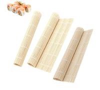 GSKQCRPR 3-Piece Bamboo Sushi Making Kit - Non-Stick & Easy Clean Sushi Rolling Mats for Beginners, DIY Sushi Roller Set with Rice Spreader for Home/Party/Culinary Class (3 Sushi Mats + Tools)