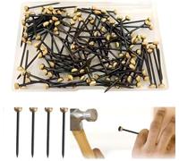 GSKQCRPR 40 PCS Brass Wall Pins,1.3x25mm Heavy Duty Picture Hanging Nails with Anti-Rust Finish for Photo Frames, Artwork, Mirrors & Home Decor