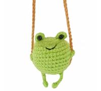 GSKQCRPR Frog Hanging Ornament, Handmade Crochet 1PC, Small Frog Pendant Car Mirror Decor, Baby Stroller Accessories Gift for Women, Men, Kids