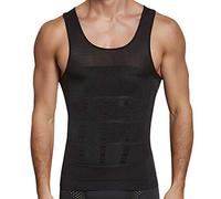 GSKS Compression Shirts for Men Body Shaper Slimming Shirts Shapewear with Zipper, Style B--black, Large