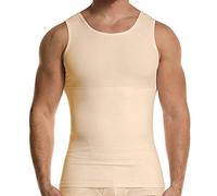 GSKS Mens Body Shaper Compression Tank Top Slimming Shapewear Abdomen Undershirt - beige - Medium