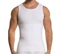 GSKS Mens Body Shaper Compression Tank Top Slimming Shapewear Abdomen Undershirt, Style A--white, Medium