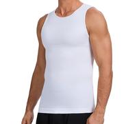 GSKS Mens Body Shaper Slimming Shirt Mens Compression Tank Top Shapewear Vest, White, 3XL