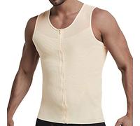 GSKS Mens Body Shaper With Zipper Slimming Shapewear Compression Shirt Elastic Vest Slim Undershirt