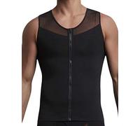 GSKS Mens Body Shaper With Zipper Slimming Shapewear Compression Shirt Elastic Vest Slim Undershirt