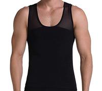 GSKS Mens Slimming Shirt Body Shaper Shapewear Tank Top Chest Compression Vest Black