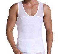 GSKS Mens Slimming Shirt Body Shaper Shapewear Tank Top Chest Compression Vest White