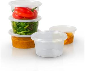 GSL 25 x Round Food Grade Plastic Storage Containers & 100 Lids - 8oz 200ml - 100% BPA FREE