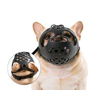 GsLxx Short Snout French Bulldog Adjustable Anti Bite Muzzle, Silicone, XL, Black