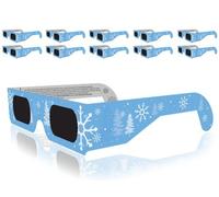 GSM Brands Christmas 3D Glasses - Holiday Specs Transform Lights into Magical Snowflake Image (10 Pack)