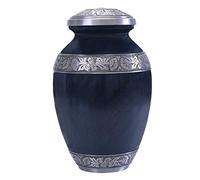 GSM Brands Cremation Urn Holds Adult Human Ashes (Extra Large Capacity) - Handcrafted Funeral Memorial with Striking Blue Design (13.5 Inch Height x 7.75 Inch Width)