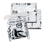 GSM Brands Disposable Airplane Tray Table Cover (Pack of 20) - Double Sided with 12 Games - Opaque White