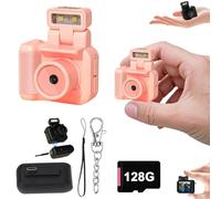Gsnagole Retro Snap Camera, Mini Nostalgic Vintage View Camera, 1080p HD with LED Flash Light(Pink 128G)