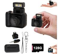 Gsnagole Retro Snap Camera，Mini Nostalgic Vintage View Tiny Snaps Keychain Digital Photo Camera，Llavero Mini CáMara Retro，1080p Hd with Led Flash Light (128G)