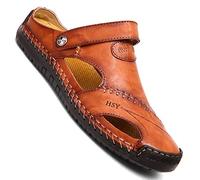 GSNOW Casual Beach Fisherman Hook Loop Adjustable Flat Sandals Driving Slipper , Brown, 43 EU