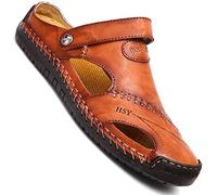 GSNOW Casual Fisherman Leather Beach Shoes Hiking Outdoor Anti Collision, Brown, 45 EU