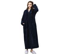 GSNOW Ladies Waffle Dressing Gown Spa Bath Robe Long Maternity Loungewear Navy Blue XL