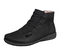 GSNOW Women Ankle Boots Ladies Casual Arch Support Boots Waterproof Flat Slip On Boots, 766 Black, 5.5 UK