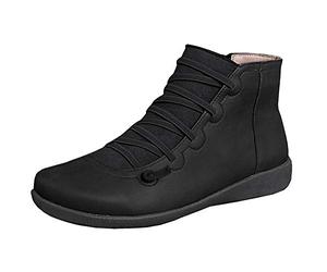 GSNOW Women Ankle Boots Ladies Casual Arch Support Boots Waterproof Flat Slip On Boots, 766 Black, 5.5 UK