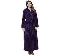 GSNOW Women Winter Fleece Dressing Gown Fluffy Bathrobe Full Long Bath Robe Purple XL
