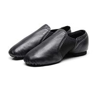 GSNOW Womens Mens Slip On Soft Leather Jazz Shoes Modern Dancing Shoes Black 9 UK
