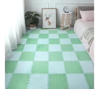 Gsogcax 10PCS Foam Play Mats for Floor 30x30cm Rugs for Living Room Soft Shaggy Rug Baby Large Interlocking Foam Play Mat Carpet Squares Anti-Skid Floor Carpet - Mint Green