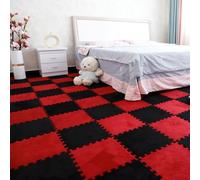 Gsogcax 10PCS Foam Play Mats for Floor 30x30cm Rugs for Living Room Soft Shaggy Rug Baby Large Interlocking Foam Play Mat Carpet Squares Anti-Skid Floor Carpet - Black