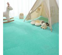 Gsogcax 10PCS Foam Play Mats for Floor 30x30cm Rugs for Living Room Soft Shaggy Rug Baby Large Interlocking Foam Play Mat Carpet Squares Anti-Skid Floor Carpet - Turquoise