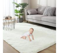 Gsogcax Rugs Living Room 6'x9' Super Soft Fluffy Area Rugs for Bedroom Shaggy Anti-Skid Comfortable Large Rugs Indoor Modern Home Decor Floor Carpet - White 180x270