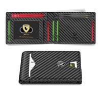 GSOIAX Mens Slim Wallet for Men Minimalist Genuine Leather Carbon Fiber Rfid Blocking Bifold Credit Card Holder With Gift Box, Carbon, Slim