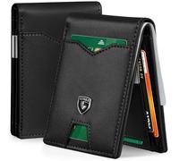GSOIAX Slim Wallet for Men RFID Blocking Leather Bifold Front Pocket Carbon Fiber Men's Money Clips Credit Card Holder with Gift Box, Deep Black, 4.3 x 3 x 0.5 inches, Slim