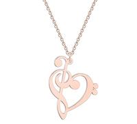 Gsoouas Music Note Heart of Treble and Bass Clef Necklace Women Infinity Love Charm Pendant Necklace Stainless Steel Jewelry, Stainless Steel, gem na