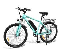 GSOU Electric Bike for Adults, 26'' E-Bike UK Legal 250W, E-Mountain Bike 40+ Miles Range - 8Ah Removable Battery, 7 Speed, Smart LCD, Dual Disc Brakes, Lockable Suspension, City Commute Road E-Bike