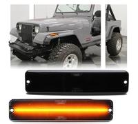 GSOWO 2 PCS Amber LED Side Marker Light for J-e-e-p Wrangler YJ 1987-1995, Smoked Lens Front Turn Signal Indicator, Left/Right Side Fender Sidemarker Lamps
