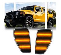 GSOWO 2 PCS H3/H3T Amber LED Side Marker Light, Smoked Lens Fit for Hummer H3 2006-2010 / H3T 2009-2010 Led Turn Signal Indicator, Left/Right Side Fender Sidemarker Lamps