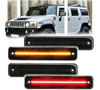 GSOWO 4 PCS Amber LED Side Marker Light for Hummer H2 2003 2004 2005 2006 2007 2008 2009, H2 Smoked Lens Front Turn Signal Indicator, 144 SMD LED Sidemarker Lamps - 2Amber+2Red