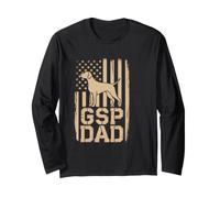 GSP Dad Hunting Dog Pointer Flag Long Sleeve T-Shirt