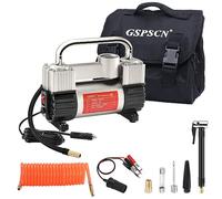GSPSCN 6X Faster Inflation Tyre Inflator Heavy Duty Double Cylinders with Portable Bag- Car Accessories，Metal 12V Air Compressor Pump 150PSI with Adapter for Car, Truck, SUV Tyres, Dinghy, Air Bed