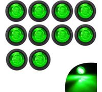 GSRECY 3/4" Sealed Round LED Front Rear Side Marker Indicators Light Waterproof Bullet Clearance Marker Light 12V For Car Truck Boats Lorry Buses Coaches Traile Cab Marker RV Marker (Green, 12V)