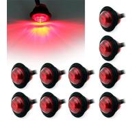 GSRECY 3/4" Sealed Round LED Front Rear Side Marker Indicators Light Waterproof Bullet Clearance Marker Light 12V For Car Truck Boats Lorry Buses Coaches Traile Cab Marker RV Marker (Red, 12V)