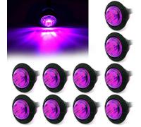GSRECY 3/4" Sealed Round LED Front Rear Side Marker Indicators Light Waterproof Bullet Clearance Marker Light 12V For Car Truck Boats Lorry Buses Coaches Traile Cab Marker RV Marker (Purple, 12V)