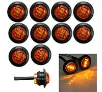 GSRECY 3/4" Sealed Round LED Front Rear Side Marker Indicators Light Waterproof Bullet Clearance Marker Light 12V For Car Truck Boats Lorry Buses Coaches Traile Cab Marker RV Marker (Amber, 12V)