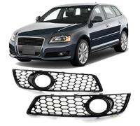 GSRECY Front Bumper Grille Fog Light Grill Bezel Cover, Gloss Black Honeycomb Style Compatible with 2008-2012 Audi A3 8P, Standard Bumper Only, Left and Right Side