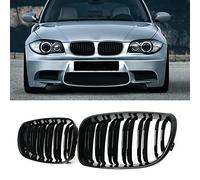 GSRECY Gloss Black Dual Slat Front Bumper Sport Kidney Grill Grille Compatible with BMW 2007-2013 1 Series E81 E82 E87 E88 Lci