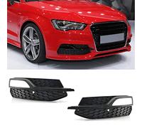 GSRECY Left Right Fog Light Lower Bumper Grill Grille Cover For A3 S3 S-Line 2013-2016 (Black)