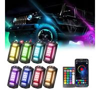 GSRECY Underglow Light Kit for Car, 8 Pods RGB LED Rock Lights with App/Remote Control/Music Mode, Multilcolor Underbody Rock Neon Light Kits For Lorry Off Road RZR ATV UTV