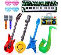 GSrenyu 10 Pcs Inflatable Party Props,Inflatable Instruments Party Rock Star Photo Booth Props for 80s 90s Themed Disco Rock and Roll Party Photo Booth Decoratio
