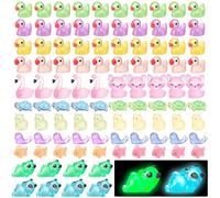 GSrenyu 100 Pcs Glow Mini Resin Animals, Luminous Glow in the Dark Duck Flamingo Turtle Fox Alpaca Seal Dino Panda Miniature Animal Figures for Crafts Fairy Gardens Dollhouses DIY Projects